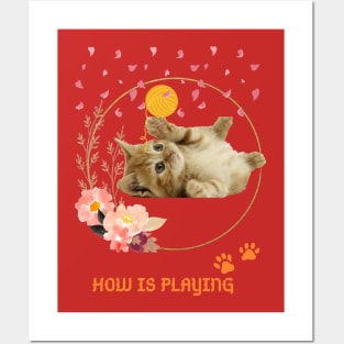 Who is enjoying playtime with my pretty cat? Posters and Art